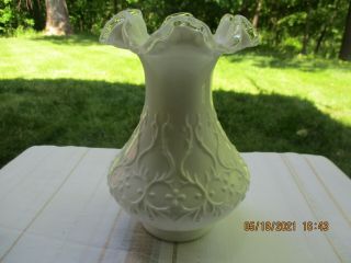 Fenton Silver Crest Spanish Lace Milk Glass Vase