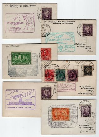 Canada Airmail 1928 / 1929 Ffc Miniature Covers - Group Of Six First Flights - A