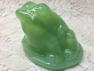 Solid Jadeite Green Milk Vaseline Uranium Glass Frog Toad Paperweight Opaque Art