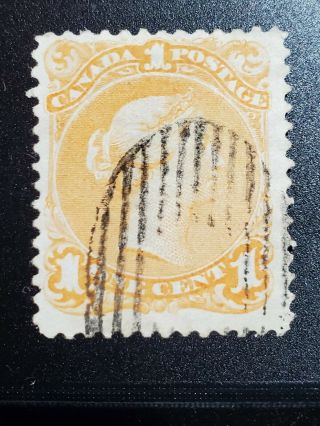 Canada 23 1 Cent Large Queen With Oval Grid Cancel