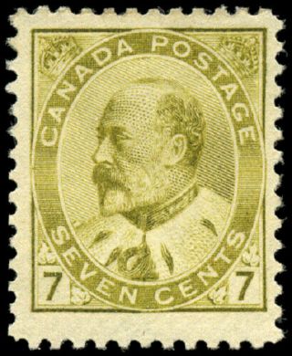 Canada 92 F - Vf Og H 1903 King Edward Vii 7c Olive Bistre Cv$330.  00