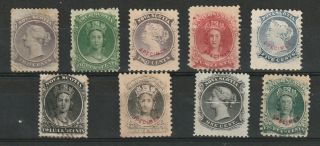 Canada /nova Scotia 9 Stamps,  5 With Specimen Overprint.  Lot