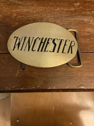 Vintage Winchester Repeating Arms Rifles Guns Solid Belt Buckle Rare