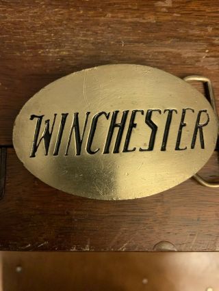 Vintage WINCHESTER Repeating Arms Rifles Guns Solid Belt Buckle Rare 2