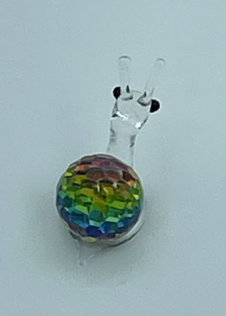 Vintage Glass Iridescent Snail Tiny Mini Antennas Collectible Figurine Clear J8