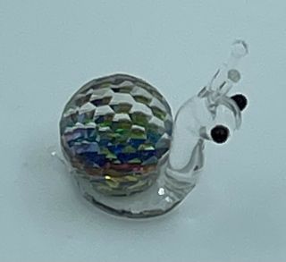 Vintage Glass Iridescent Snail Tiny Mini Antennas Collectible Figurine Clear j8 3