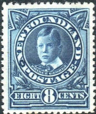 Newfoundland - 1911 - 16 Coronation 8c Greenish Blue.  A Mounted Example Sg 123a
