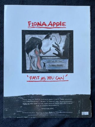 Promo Trade Ad Poster Fiona Apple Fast As You Can 8.  5 " X11 "