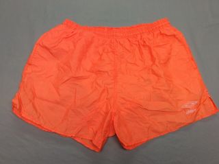 Vintage 80s 90s Umbro Sand Beach Soccer Neon Orange Shorts Mens Adult Large