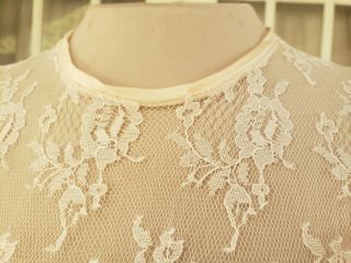 Vintage 70s White Sheer Lace Boho Hippie Beach Wedding Dress or Lingerie Small 3