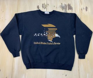 Us Postal Service - Vtg 80s - 90s Faded Black Usps Sweatshirt,  Mens Medium/large
