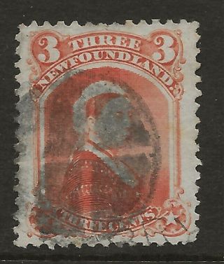 Newfoundland Sg 36 1870 3c Vermilion Fine