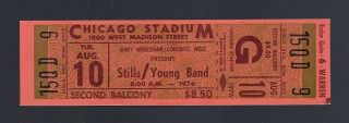 Vintage 1976 Stephen Stills & Neil Young Full Concert Ticket @ Chicago Stadium