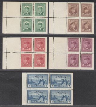 Canada 1942 - 47 Kgvi War Effort 4,  2 And Airmail 7c Booklet Pane Selection