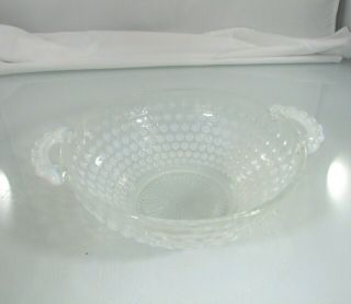 Vintage Fenton Moonstone Clear Opalescent Hobnail Candy Dish