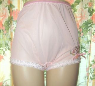 Custom Sissy Tricot Soft Pink Nylon Lace Gusset Granny Panties 7 32w
