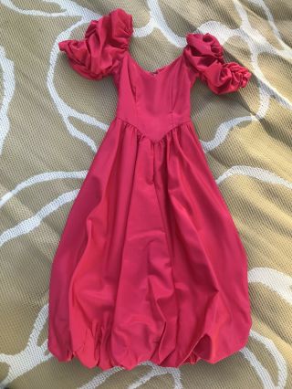 Vtg 80s Prom Dress Red Size 5 Formal Pageant Retro Cocktail Ruffle Puff Bubble