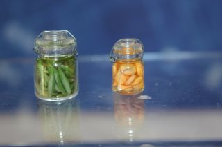 Doll House Miniature Hand Made Vegetables In Canning Jars