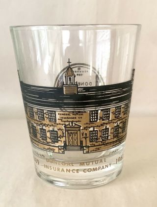 Cool Mcm 1961 Gold And Black Large Rocks Glass - Marietta,  Pa Donegal Ins.  Co.