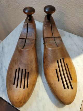 Set Of 2 Vintage Wooden Shoe Mold Stretcher Antique Form Insert Size 9 1/ 2