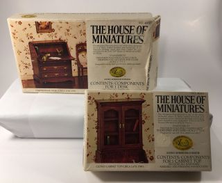 Vintage House Of Miniatures 2 Furniture Kit Chippendale Desk Closed Cabinet Top