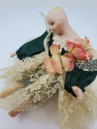 Vintage Miniature Dollhouse 1:12 Porcelain Girl Doll Soft Body Head Turned 6 "