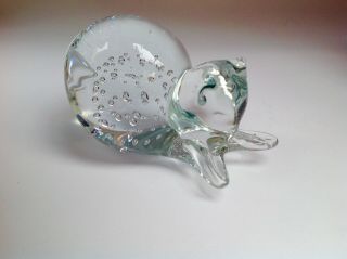 Murano or Czech art glass spiral control bubble clear glass cat 2