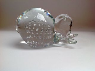 Murano or Czech art glass spiral control bubble clear glass cat 3