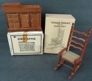 Price Import Wooden Miniature Dollhouse Rocking Chair & Chadwick Wooden Dry Sink