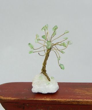Vintage Asian Olivine Bonsai Tree Sculpture Artisan Dollhouse Miniature 1:12