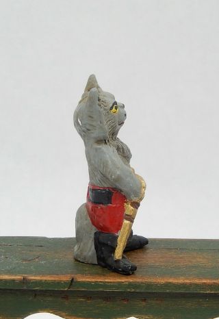 Vintage Hand Painted Metal Puss In Boots Figurine Dollhouse Miniature 1:12 3
