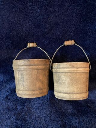 Vtg Dollhouse Miniature Wooden Barrels With Handles Set Of 2