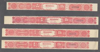 Canada 4 Different Weights Quebec Revenue Tobacco Strips (bs19741)