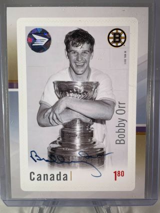 2017 Canada Post Hockey Night Heroes Stamps Bobby Orr Auto Hof Autograph Signed