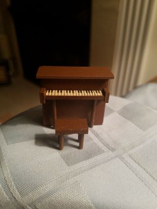 Miniature Doll House Wooden Upright Piano With Bench 1:12