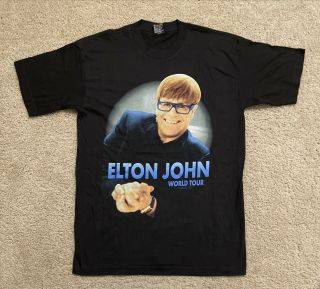 Vintage 1997 Elton John World Tour Shirt Concert Black Tiny Dancer Men Med