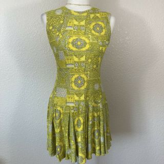 Vintage 60s Yellow Mod Hippie Tennis Dress Xs/s