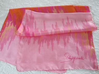 Authentic Vintage Elsa Schiaparelli Long Silk Scarf Mid Cent Modern Design Pink