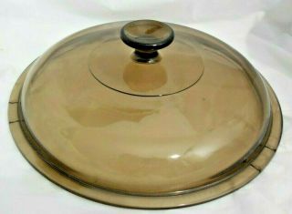 Vision Corning Ware Pyrex Glass Lid 10 - 5/8 " Od 10 - 1/4 " Id Amber 40 Pot Skillet