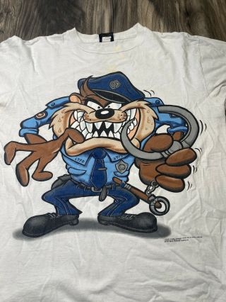 Vintage Taz Police Officer Cop Double Sided Shirt Xl Changes Tag Made In Usa
