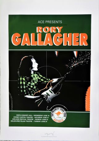 Rory Gallagher Top Priority Australian Tour Poster Ltd Ed Signed Chris Grosz