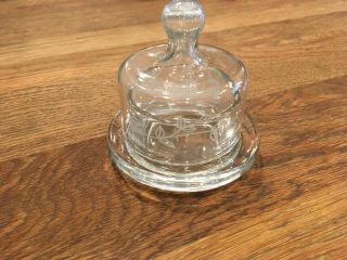 Crystal Clear Done Lid Individual Butter Pat Dish Etch Leaf Design