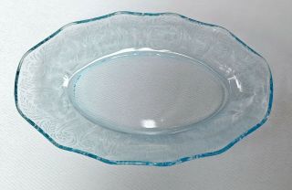 Fostoria Glass 2375 Azure Blue Kashmir Etched 8 1/2 - Inch Relish Dish Exc