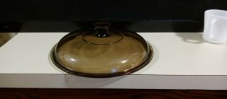 Vision Corning Ware Pyrex Glass Lid 10 - 5/8 " Od 10 - 1/4 " Id Amber 36 Pot Skillet