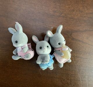 Calico Critters Sylvanian Families Gray Grey Triplets Baby Bunnies