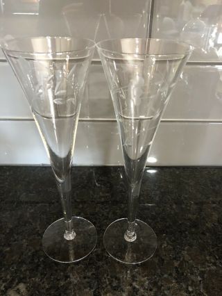 (2) Princess House Heritage 436 Toasting Champagne Flutes / Glasses - Crystal