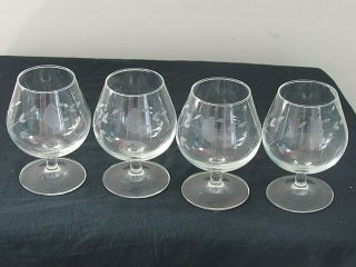 Set Of 4 Princess House Heritage Crystal Brandy Glasses 4 1/2 Inches Tall.