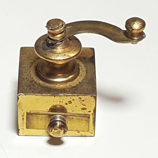 Vintage Miniature Brass Dollhouse Coffee Grinder 1 " Tall