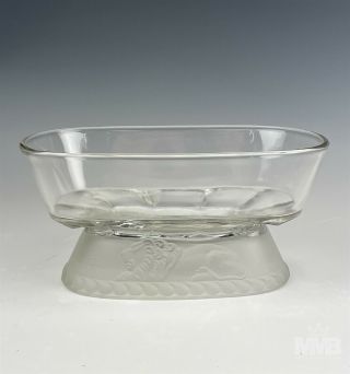 Antique Gillinder & Sons Eapg Frosted Lion Clear Glass Footed Oval Compote Sms