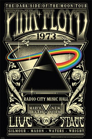 Pink Floyd Poster 1973 Radio City Music Hall Dark Side Of The Moon Tour 24x36